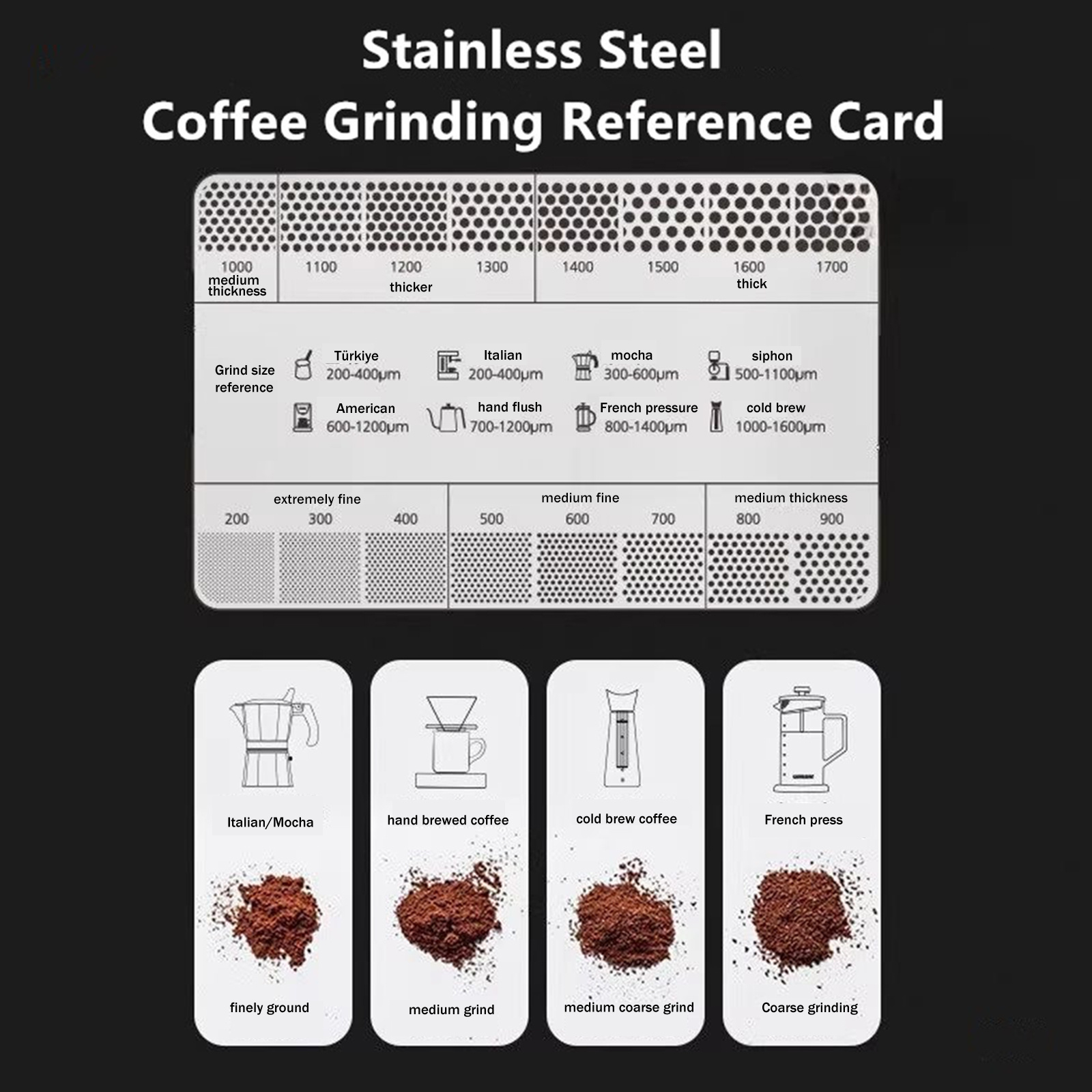 Card Scraper Steel - Карта-таблица для сравнения толщины помола кофе