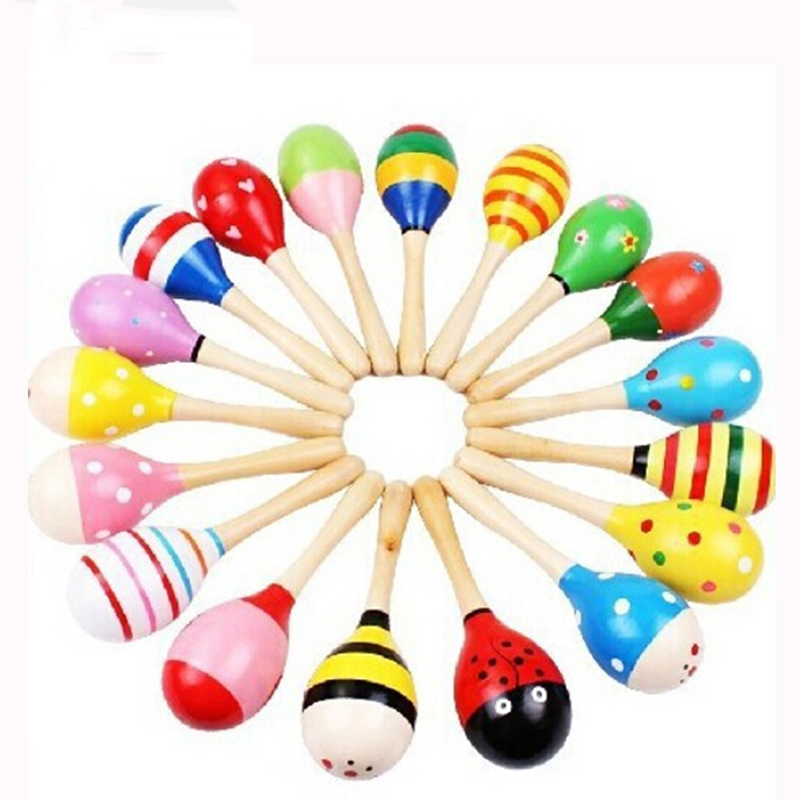 Woodworking Kids Toys - 2 шт. красочные деревянные маленькие погремушки